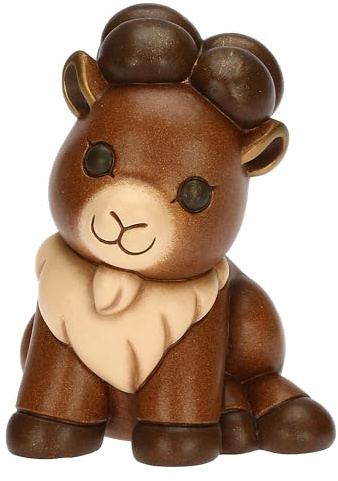 THUN, Stambecco Becky in Ceramica, Linea AbbracciAMI, Stambecco da Collezione, Idea Regalo per Natale, 8.5 x 9 x 11.5 cm