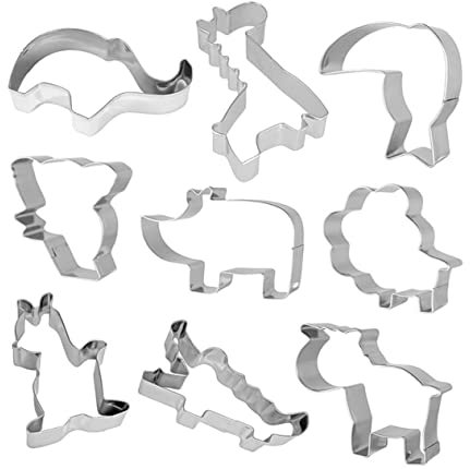 KICHOUSE 9 Piezas Molde Mundo Animal Galleta Casera Cortador De Galletas Molde De Galletas De Bricolaje Plantillas De Animales Horneando Molde Para Hornear Acero Inoxidable Silver