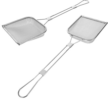 MAGICLULU Espumaderas Cuadradas De Acero Inoxidable 2 Piezas, Colador De Aceite Con Malla Fina, Resistente Al Calor, Para Freír Pollo y Patatas, Herramienta De Cocina Profesional y Doméstica