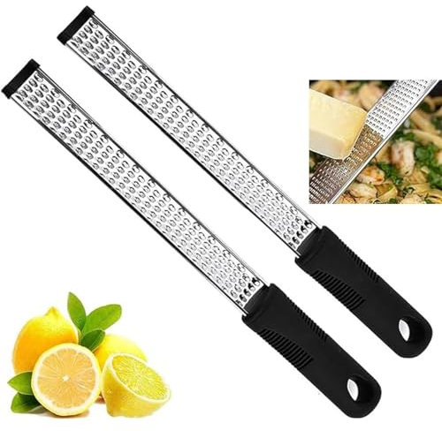 2 PCS Zester, Lemon Zester, Cheese Grater with Handle for Cheese, Chocolate, Spices, Kitchen Gadgets and Tools, Soft Grip Handle(12 inch Long & 1.2 inch Wide)