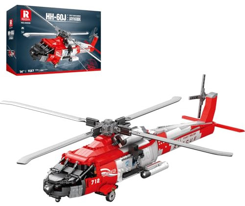 Reobrix HH-60J Rettungshubschrauber-Bausatz, Militärhubschrauber-Spielzeugflugzeug-Modellbausatz, Flugzeug-Bausteine ​​33026, Flugzeugmodell, Sammlerstück, Heimdekoration, Geschenke fürab 14 Jahren