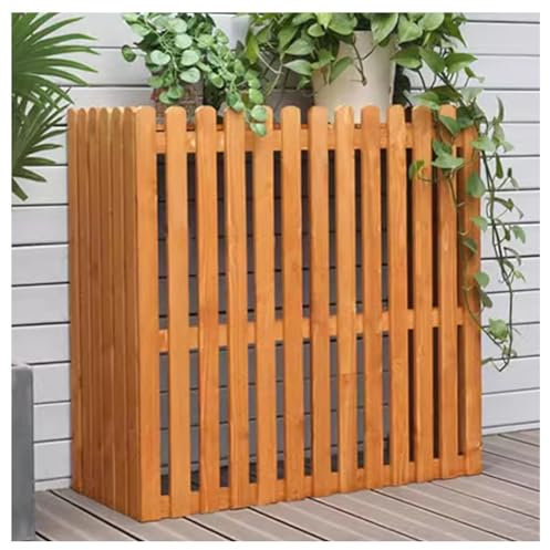 Étagère à fleurs d'extérieur en bois massif et panneaux de clôture d'intimité pour climatiseur et plantes - Finition bois naturel - 85 x 35 x 84 cm