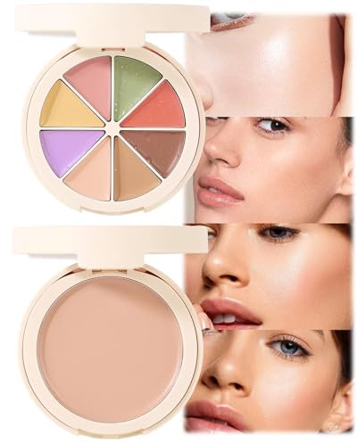 Color Correcting Concealer Palette - 8 Shades, Full Coverage, 4-in-1 Foundation, Primer, Multifunctional Makeup Set, Suitable for Women - Natural Tones