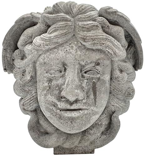 PP Pink Peachy Medusa Kopf Skulptur aus Beton Grau 20 cm | Moderne Gothic Deko Büste | Mythologie Figur