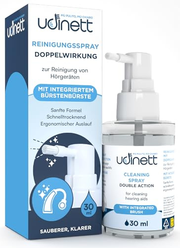 Spray Limpiador para Audífonos con Cepillo Integrado Udinett 30ml Higienizante para Auriculares Bluetooth Elimina el Cerumen y la Suciedad Fórmula Suave Sin Alcohol