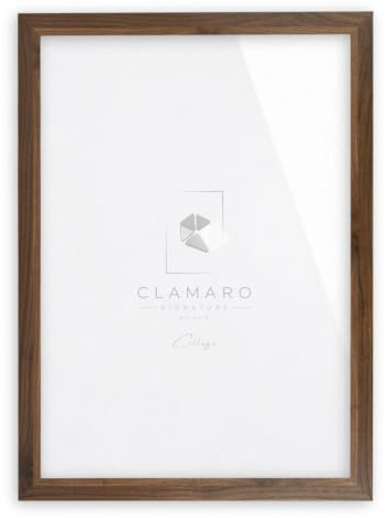 Clamaro Cornice Multipla Collage, Rettangolare, Legno MDF, Noce, 33 x 43 cm | Fatto a Mano in Germania, Larghezza Modanatura 30 mm, con Pannello Posteriore e Gancio Dentato, per Verticale e Orizzontale
