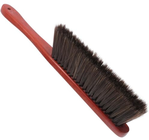 Amosfun Soft Bristle Long Handle Fireplace Brush Wood Handle Dust Cleaning Broom for Furniture Sofa Car Small Whisk Broom for Home Cleaning