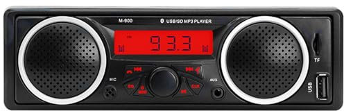Autoradio 1 DIN Bluetooth, 12V-24V Auto Stereo 1 DIN con due altoparlanti integrati, lettore multimediale audio FM per auto con porta USB AUX-in e scheda TF