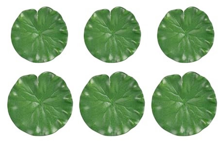 6 Pcs Floating Lily Pads Plastic Pond Ornaments, Artificial Lotus Leaves, Foam Water Lily Pads for Koi Fish Pool, Outdoor Patio, Aquarium Pond Decor, Realistic Floating Leaves for Pond Decoration