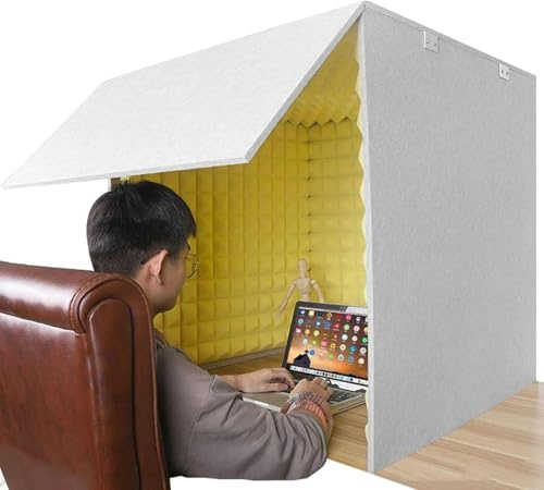 YKMYXZ， Portable Sound Recording Vocal Booth Box, Microphone Isolation Booth Cube, Isolation Shield For Home Office Studio, Blog, Vocal Use(Yellow)