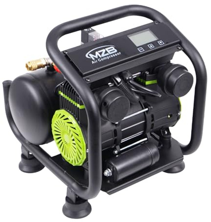 MZB Ultra Quiet Air Compressor 110V/60Hz MAX 115PSI Steel Tanks Oil-Free 70dB Noise Level Air Compressor with Wheels for Spray Painting, Auto Repair, Carpentry Decoration (1.6 Gallon)