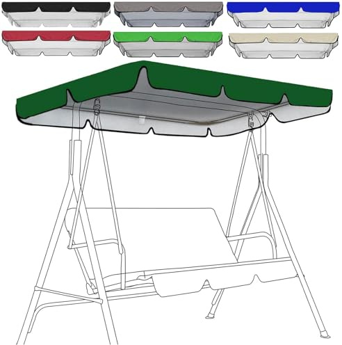 Swing Seat Canopy Replacement 3 Seater,Replacement Canopy For Swing Seat 3 Seater Sizes Garden Hammock Cover,Patio Hammock Swing Chair Top Cover For Garden Outdoor (Size:195*125*15cm,Color:Dark Green)