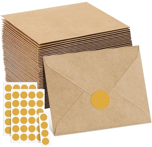 Kuvert kuvert kraftpapper 50 st 120 g/m² kuvert bröllopskuvert för DIN B6-brev gratulationskort inbjudningskort bröllop födelsedagskort jul (originalträfärg)