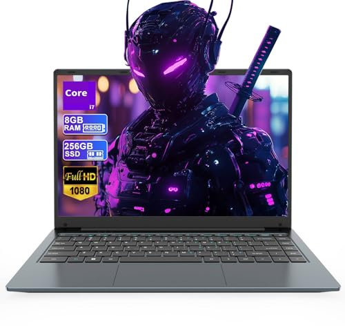 Laptop Computer Core i7 (Up to 3.1GHz) Laptop PC 14.1 Inch 1920*1080 Full HD IPS Computer 8GB RAM 256GB SSD WiFi5 Bluetooth4.2 USB3.0*3 Ethernet Interface HDMI Port For Bussiness 4500MAH Battery Life