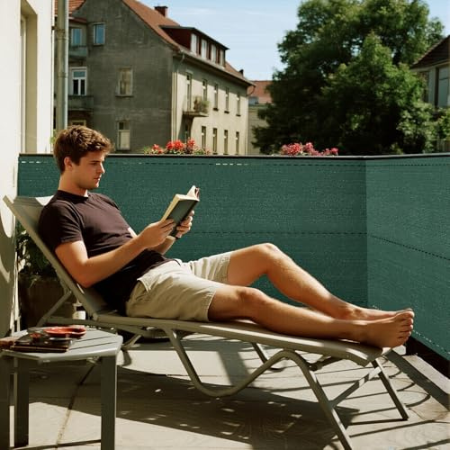 Soontrans Revestimiento de balcón para valla, 1,8 x 10 m, para sombra, protección visual de la paz mental, red de sombra de HDPE, opaco y protección UV, cubierta para balcón con bridas para rejilla