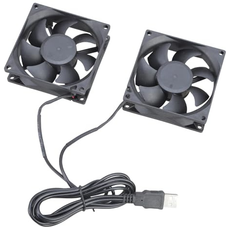 CHAKAE Ventilador de refrigeración doble alimentado por USB de 8 cm de 5 V para electrónica y casas de mascotas con rodamiento de aceite, 2300 rpm, enfriadores de consola de juegos