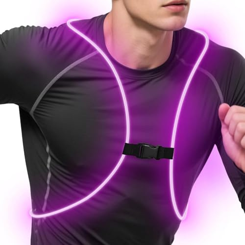 Zacro LED Reflective Running Vest, 11 Modes Reflective Running Gear, High Visibility Light Up Vest for Night Safety, Cycling, Dog Walking, Rechargeable & Adjustable Running Lights For Women & Men