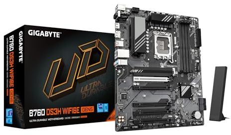 GIGABYTE B760 DS3H WIFI6E GEN5 Carte Mère – Compatible avec processeurs Intel Core 14e génération, VRM numérique 8+2+1 Phases, Jusqu’à 5600 MHz DDR5, 2xPCIe 4.0 M.2, Wi-FI 6E, LAN 1 GbE
