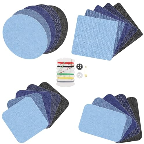 LXUEJIE 20 Stück Jeans Flicken zum Aufbügeln, Bügelflicken Jeans | bügelpatch Innen und Außen Aufbügelflicken Stoffflicken Aufnäher zum Aufbügeln Patches Reparatur Dekorationsset für Kleidung
