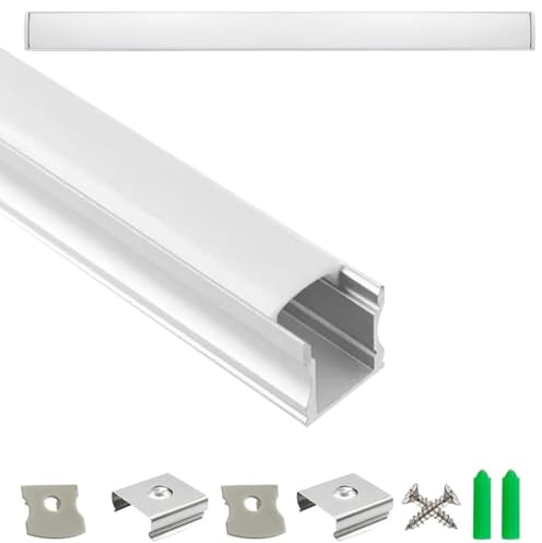 Body-Plus 1M Deep U-Shape LED Aluminum Profile for LED Strips – Aluminum Channel and LED Diffusers with End Caps and Mounting Clips for Cabinet, Shelf, Ceiling, and Indoor Lighting