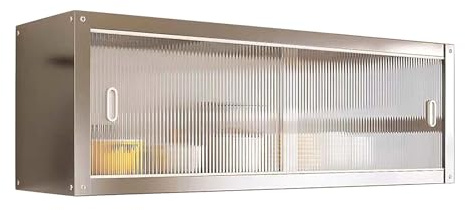 Hängeschrank Küche aus Edelstahl Mehrzweckschrank mit Acryl-Schiebetüren Wandhängende Metallschrank für Küche, Garage, Werkstatt, Restaurant, Waschküche(60 * 30 * 40cm/23.6 * 11.8 * 15.8in)