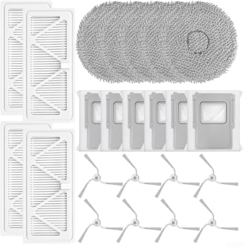 Yuanpgky Kit de nettoyage pour balai à franges avec 2 filtres + 3 chiffons + 3 sacs à poussière + 4 brosses latérales (B)