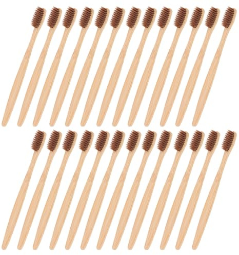 Homoyoyo Lot de 30 Brosses à Dents en Bambou Souple pour Adultes Couleur Marron pour Hôtels Voyages et Soins Bucco-Dentaires Quotidiens