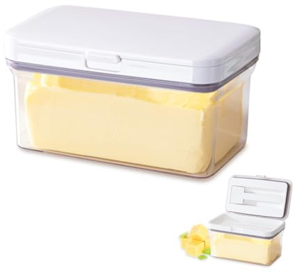 Butter Dish with Lid, Refrigerator & Countertop Butter Container with Cover