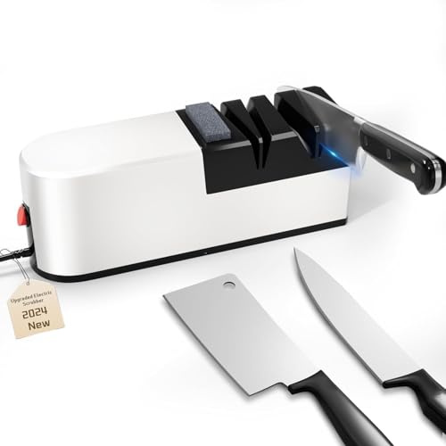 Elektrischer Messerschärfer, 5 in 1 Messerschärfsystem mit gerader Klinge, Profi-Diamant Messerschärfer FüR Grob Schlerfen, Reparatur und Schärfen von Messern