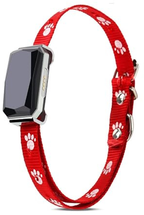 Garvee Localizador GPS para Perros y Gatos sin Cuota Mensual Collar de Seguimiento de Nylon Ajustable Impermeable IP67 Rastreador en Tiempo Real con Geovalla y Alarma SOS para Mascotas Rojo