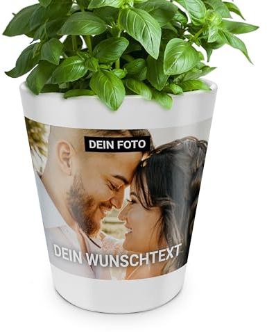 PhotoFancy® – Kräutertopf mit Foto Bedrucken – Personalisierter Blumentopf mit Namen oder Text – Geschenk für Pflanzenfreunde