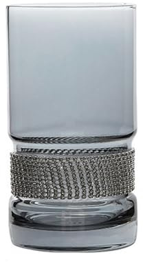 GEK208130 Moderno Copa de cristal lujo sin tallo, vasos whisky base pesada Fiestas(Grey,Grande)