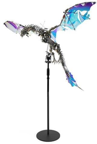 3D-metalldrakmodell byggsats Blodtörstlig Aurora Drake, stor mekanisk gör-det-själv-modell med rörliga leder och Aurora-vingar, metallmodell för samlare och entusiaster (med displaystativ)