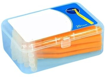 Interdentalborstar låda med 20 x L-formade interdentala borstar för tandrengöring (orange)