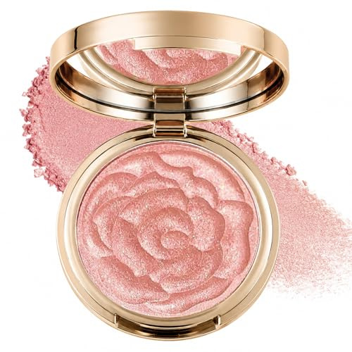 Soft Peach Glow Blush Powder – Silky, Buildable Shimmer for Natural Radiance, Long-Wearing & Water-Resistant Compact with Mirror, Gentle on All Skin Types, Everyday Pink Cheek Color