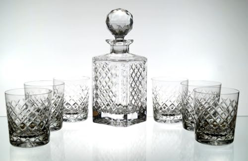 Whisky-Set 6 Whiskygläser + Karaffe Kristallglas Whisky Whiskykaraffe Kristall Bleikristall