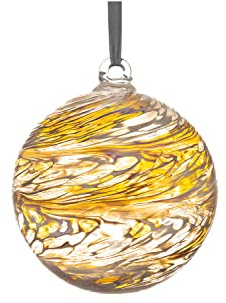 Sienna Glass 10cm Wedding Friendship Ball – Handcrafted Mouth-Blown Gold Glass Ornament – Gift Boxed Decoration for Weddings, Anniversaries, Windows, Gardens, Memorials, Home Decor