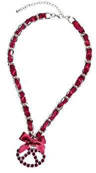 Edelnice Trachtenmode Trachtenkette Edelweiß mit funkelnden Swarovskisteinen und Satinschleife Farbe pink, schwarz, dunkelblau, Flieder oder rot