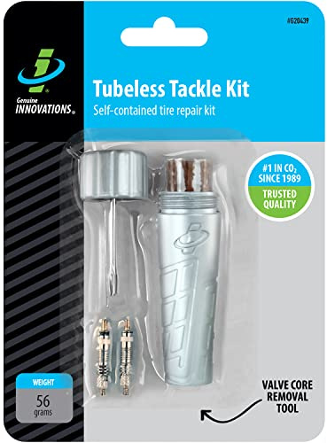 Genuine Innovations G20439, Kit de reparación de Bicicletas sin cámara para neumáticos, reparación de pinchazos, cápsula de Almacenamiento Resistente a la Intemperie, 56 g y 2,22 x 2,22 x 7,14 cm