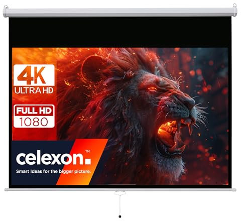 celexon Basic Rollo-Leinwand 90 | 200x113 cm 16:9 | ausziehbare Full-HD 4K Beamer-Leinwand für Heimkino oder Büro-Präsentationen | Projektionsleinwand geeignet zur Deckenmontage oder Wandmontage