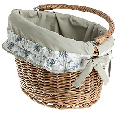 e-wicker24 Alles aus Weide Fahrradkorb vorne Kleiner Korb geflochten für Fahrrad Gepäckträger Retro Fahrradkorb aus Weide für Lenker Vintage Stil Weidentransporter Einkaufskorb