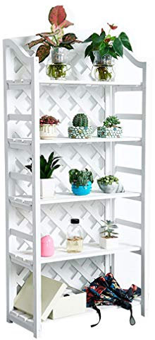 KDDEON Blumenständer Indoor,Mehrschichtig Blumentreppe Massivholz,Bodenstehend Pflanzentreppe Balkon Wohnzimmer,Multifunktionale Storage Rack Bücherregal,Braun/weiß