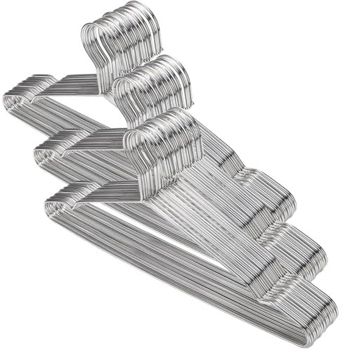 Tosnail Confezione da 50 grucce in metallo a filo resistente in acciaio inox, 42 cm