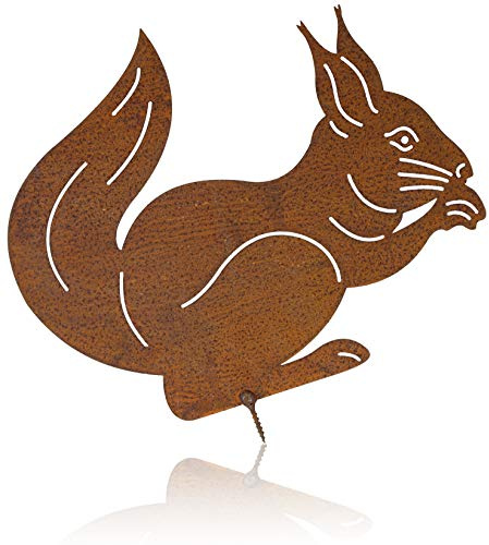 B2S BACK2SEASON Metall Eichhörnchen mit Schraube rost-Finish edel Herbst Edelrost Rostfigur Tierfigur Rostdeko Baumdekoration Herbst Made in EU (Eichhörnchen H25cm)
