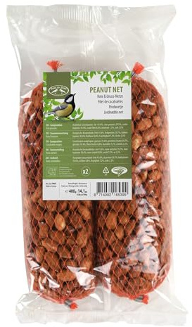 Esschert Design - Confezione da 2 arachidi rossi in rete, 2 x 200 g, mangime per uccelli per l'inverno