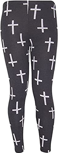 Purple Hanger New Ladies Vertical Stripe Print Elasticated Waist Womens Patterned Long Stretch Fit Leggings (20-22, Black Cross)