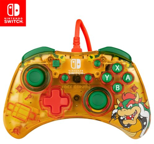 PDP Rock Candy Wired Gaming Switch Pro mando - Official License Nintendo - OLED / Lite Compatible - Compact, Durable Travel mando - Bowser