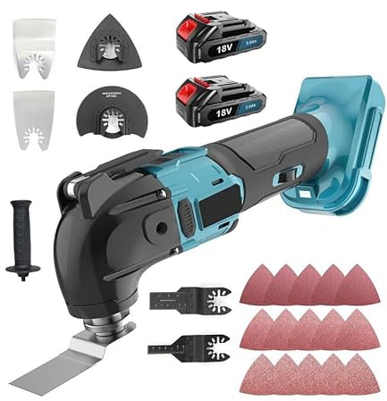 Cordless Oscillating Multi Tool, 18V Brushless Multi-Tools with 6 Variable Speed, 22 Accessories Set for Cutting Sawing Polishing, Compatible with Makita 18V Battery(Battery and Charger Not Included)