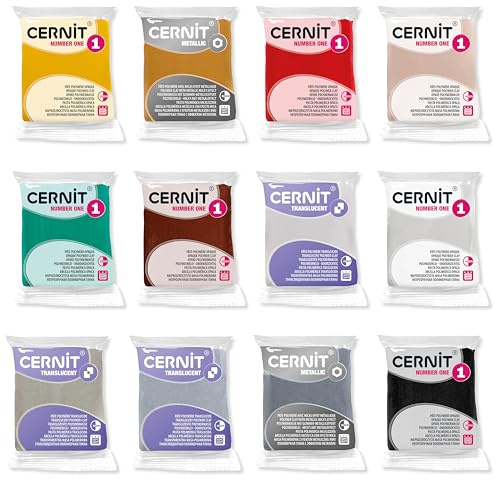Cernit CE0900012K03C 12 Blöcke Modelliermasse NUMBER ONE 56g Xmas sortiert