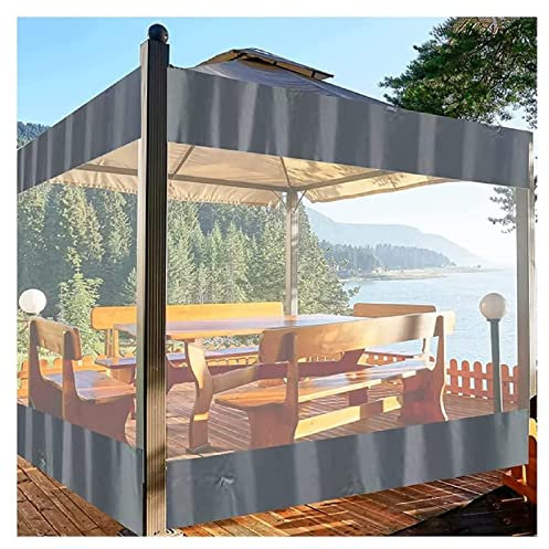 STRMAX Abdeckplane Holz,Wasserdichter Vorhang for Den Außenbereich, Transparente Kunststoffplane Mit Ösen, Strapazierfähige PVC-Plane for Pergola, Terrasse, Zeltseitenvorhänge (Color : Clear, Size :